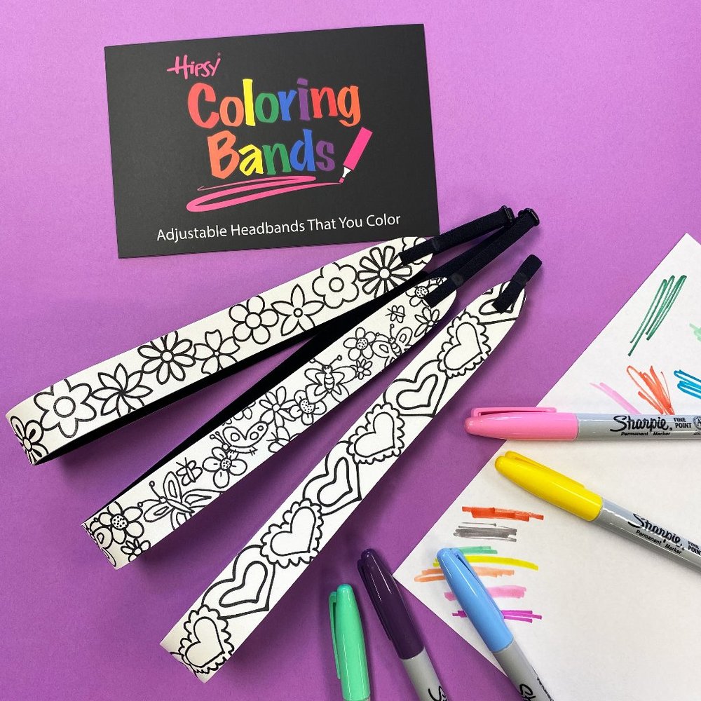 Hipsy Kids 3-Pack Coloring Bands Headbands Craft Project for Girls Boys & Adults